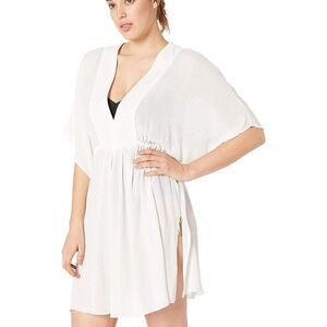 NWT Ralph Lauren Crinkle Rayon Tunic Swim Cover-up Beach Vacation White